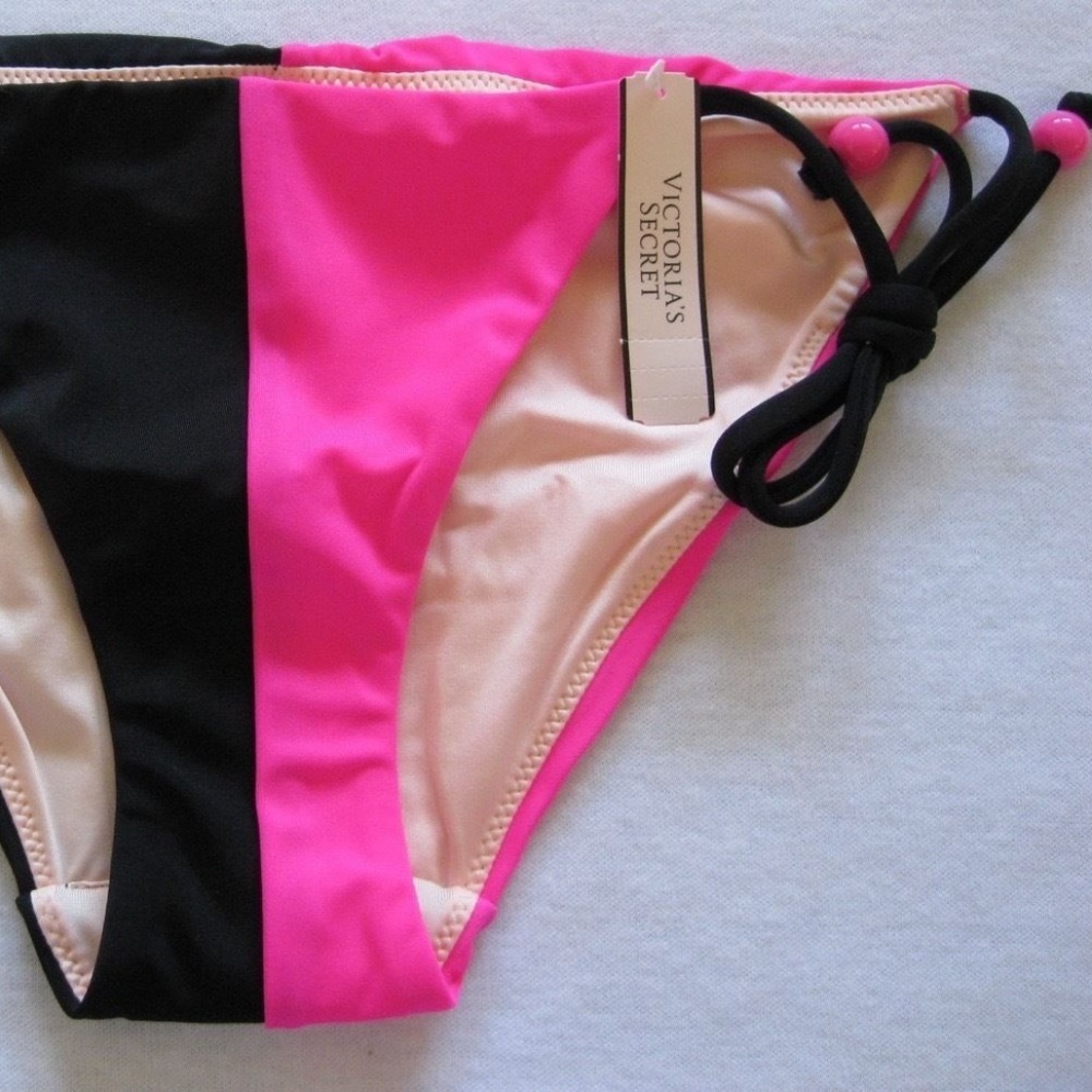 VS Colorblock Teeny Bikini Bottom Pink Black 50/50